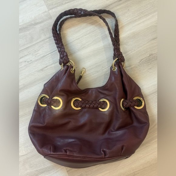 Michael Michael Kors Elegant Burgundy Braided Handle Bag - Picture 5 of 9